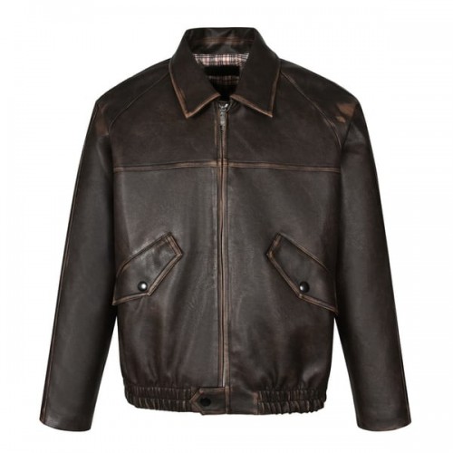 PRADA 프라다 24FW 디스트레드 트라이앵글 가죽 재킷 ▶매장-760만원◀