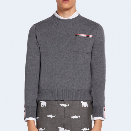 톰브라운 울 인타르시아 크루넥 풀오버