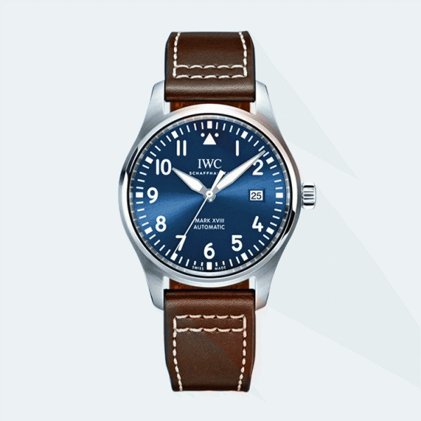IWC 마크18 블루다이얼 브라운 가죽스트랩