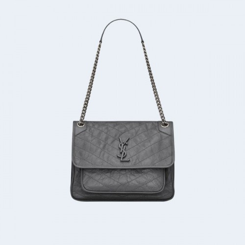 생로랑 빈티지 니키 미디움백 그레이