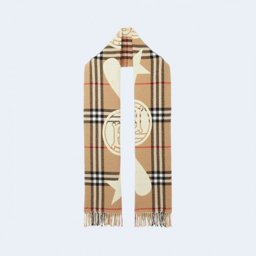 버버리 몽타주 체크 아카이브 베이지 스카프