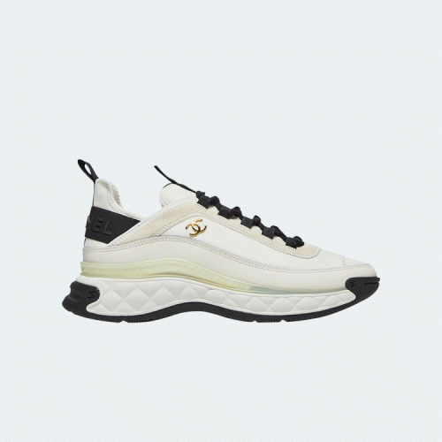 샤넬 믹스드 파이버 스니커즈 메탈 아이보리