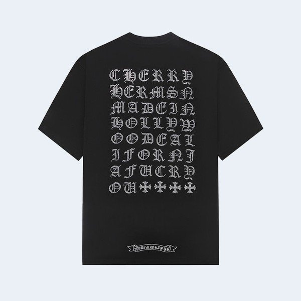 크롬하츠 크로아 하트 다이아몬드 로고 티셔츠 블랙