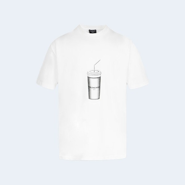 발렌시아가 B family 코크 로고 티셔츠 화이트