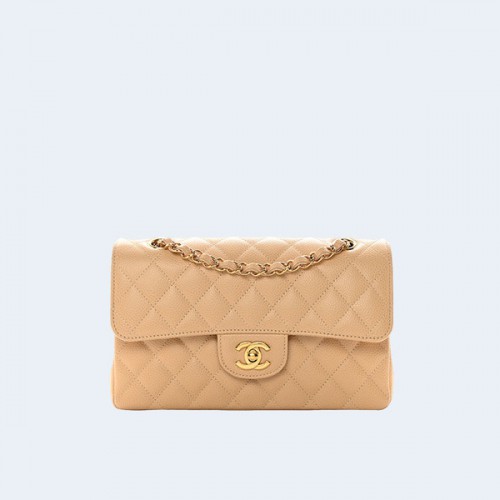 샤넬 클래식 스몰 캐비어 워시드 카키 골드