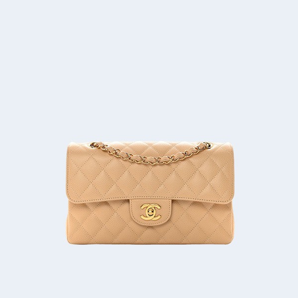 샤넬 클래식 스몰 캐비어 워시드 카키 골드