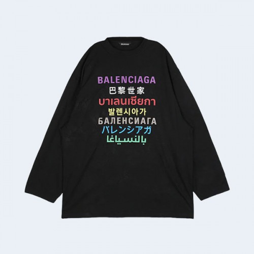 발렌시아가 랭귀지 긴팔 티셔츠 블랙