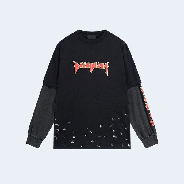 발렌시아가 메탈리카 코튼 긴팔 스웨트 티셔츠