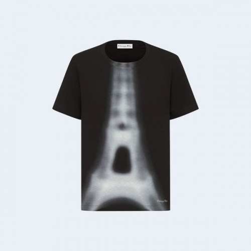 디올 에펠탑 모티브 코튼 린넨 티셔츠