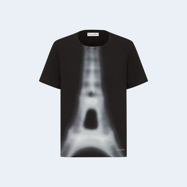 디올 에펠탑 모티브 코튼 린넨 티셔츠
