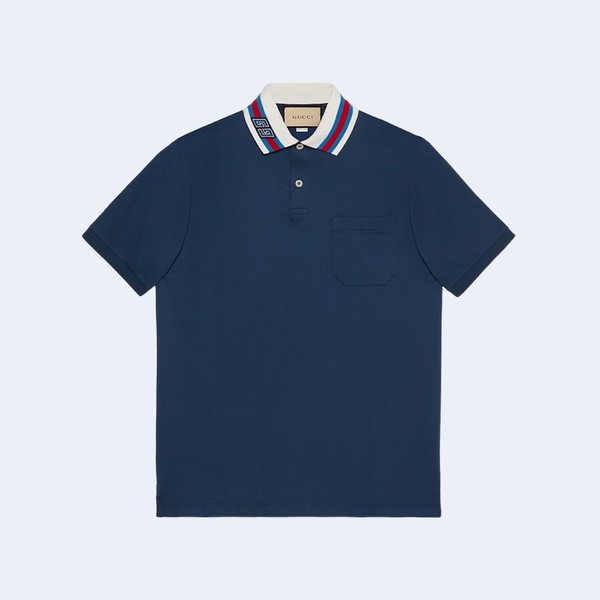 구찌 코튼 피케 스퀘어 GG 카라티셔츠