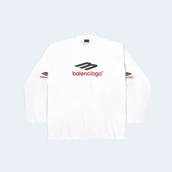 발렌시아가 3B 스포츠 긴팔 티셔츠 화이트