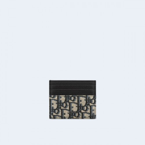 디올 오블리크 자카드 카드 지갑 베이지