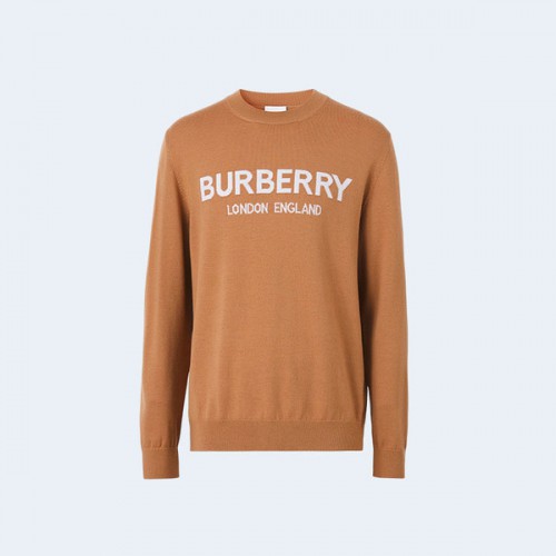 버버리 로고 인타르시아 울 블렌드 스웨터 브라운