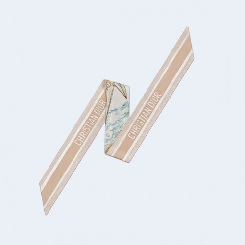 디올 그린 멀티 컬러 실크 트윌 미차 스카프