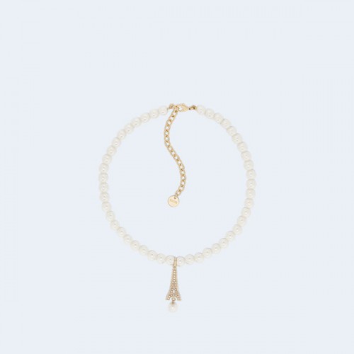 디올 플랜 드 파리 초커 화이트 펄 목걸이