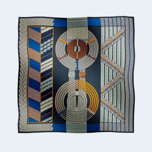 에르메스 Dressage Tressage 140 마린 숄 스카프