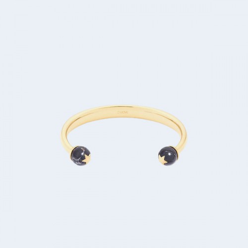 디올 트리발 뱅글 골드 피니쉬 블랙 펄 팔찌
