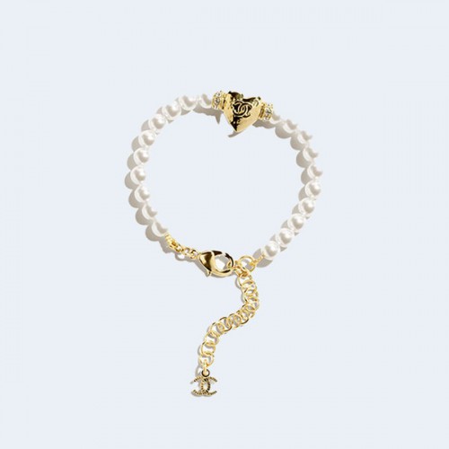 샤넬 메탈 글래스 펄 스트라스 브레이슬릿