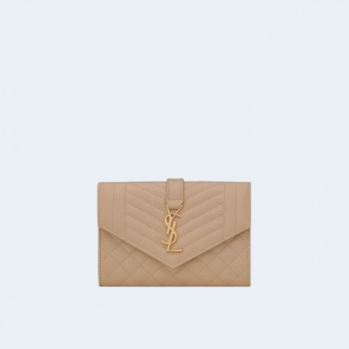 생로랑 엔벨로프 스몰 지갑 베이지 골드
