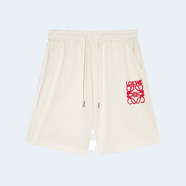 로에베 네온 레드 자수 쇼츠 화이트
