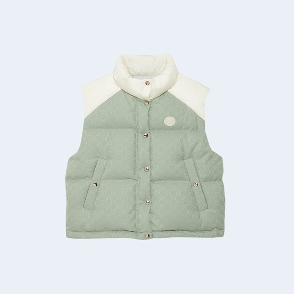 GUCCI 구찌 GG 코튼 캔버스 패딩 질레 더스티 블루 ▶매장-296만원◀