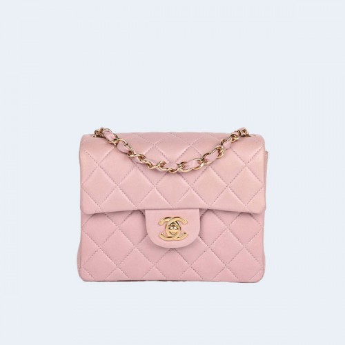 샤넬 램스킨 핑크 퀄트 미니백
