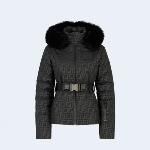 펜디 블랙 FF 나일론 다운 스키 자켓