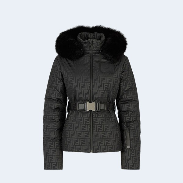 펜디 블랙 FF 나일론 다운 스키 자켓