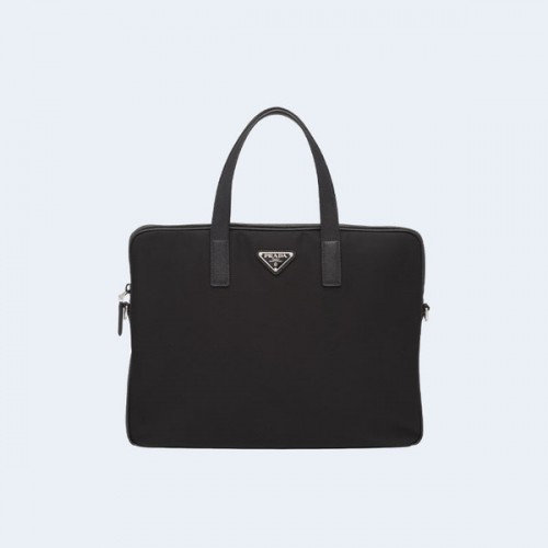 프라다 리나일론 사피아노 가죽 브리프케이스