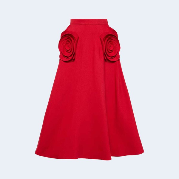 발렌티노 가라바니 아플리케 울 실크 스커트