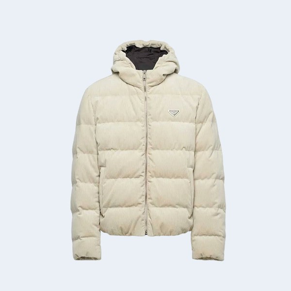 프라다 크롭 코듀로이 다운 자켓