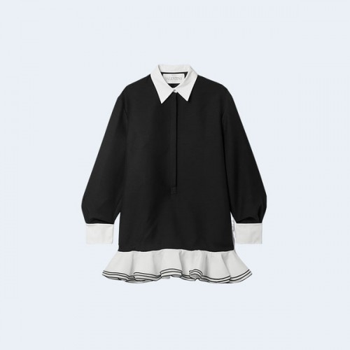 VALENTINO 발렌티노 가라바니 울 실크 크레페 미니 셔츠 드레스 블랙 3B0VA5Z51CF ▶매장-430만원대◀