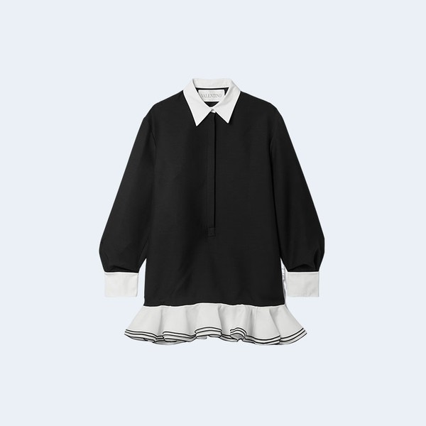 VALENTINO 발렌티노 가라바니 울 실크 크레페 미니 셔츠 드레스 블랙 3B0VA5Z51CF ▶매장-430만원대◀