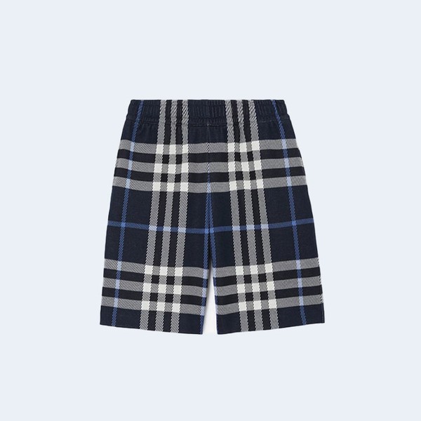 버버리 체크 코튼 자카드 쇼츠 네이비