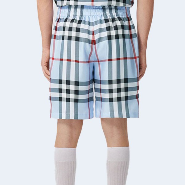 버버리 체크 실크 쇼츠 블루