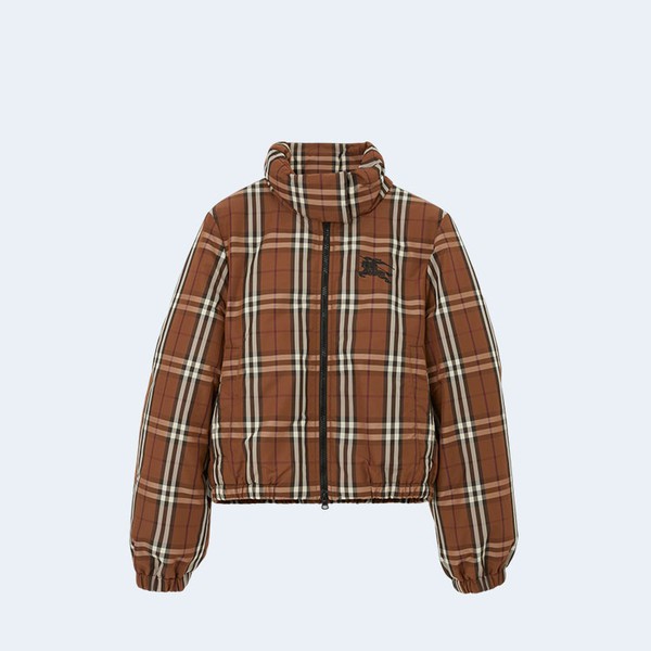 버버리 크롭 체크 나일론 퍼퍼 자켓