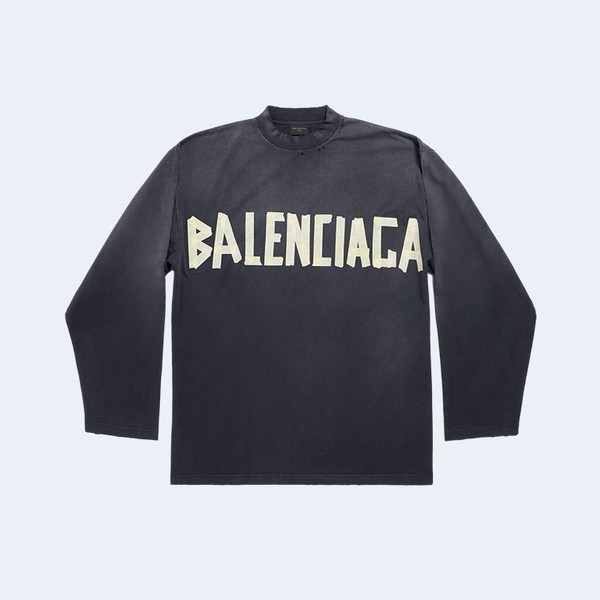 BALENCIAGA 발렌시아가 테이프 타입 롱슬리브 티셔츠 페이디드 블랙 ▶매장-127만원◀
