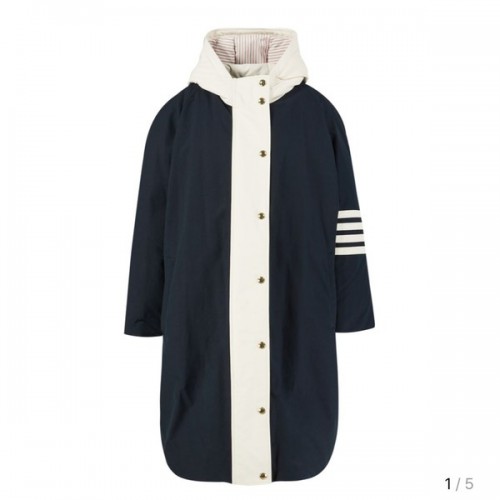 THOM BROWNE 톰브라운 네이비 나일론 캔버스 콘트라스트 4-바 다운필 후드 풋볼 파카 ▶매장-396만원대◀